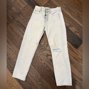 Levi’s Wedgie Straight Leg Light Wash Distressed Jeans